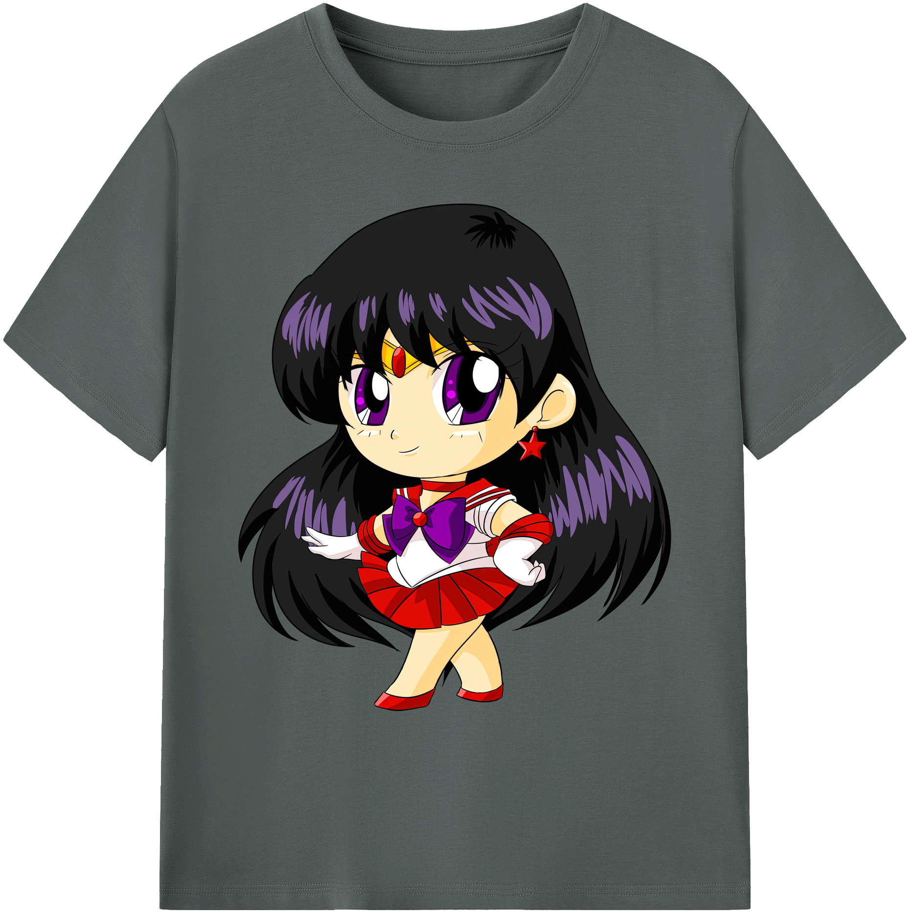 （画像用） 美少女戦士セーラームーン 火野レイ ひの レイ Sailor Moon Hino Rei （セーラーマーズ,Sailor Mars） 綿100％ メンズ半袖Tシャツ｜肌触りやわらか＆通気性